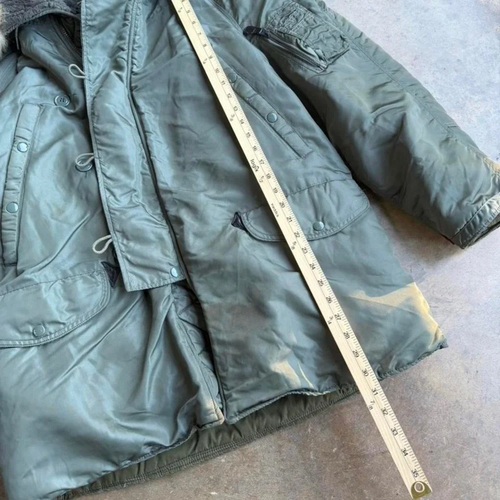 Vintage 60s sage green USAF N-3B parka flying jacket military Mens Medium